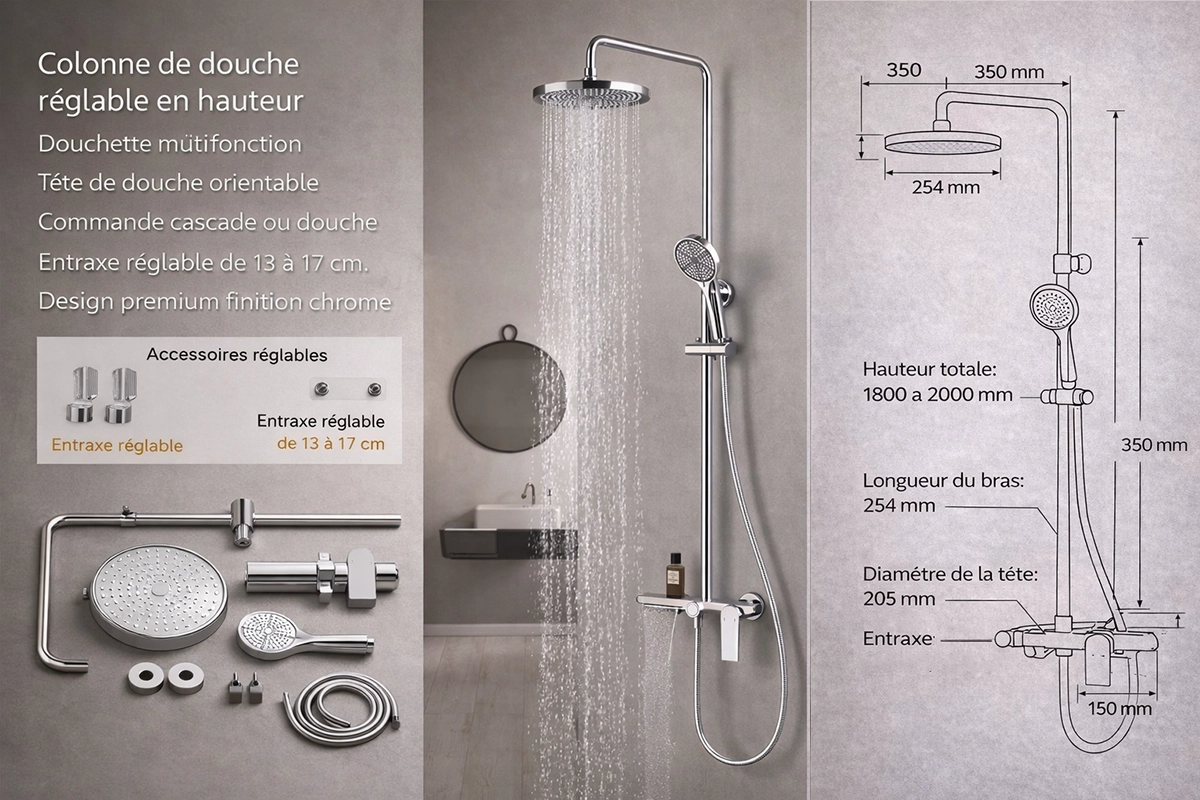 Colonne de douche mitigeur chrome Breeze
